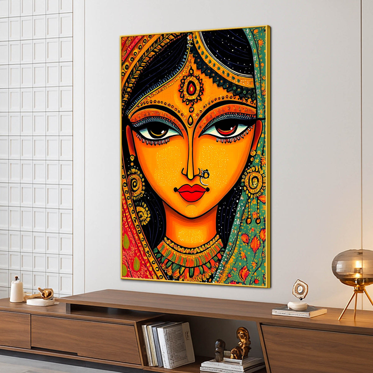 Cultural Indian Bridal Expression Woman Face Canvas Wall Painting