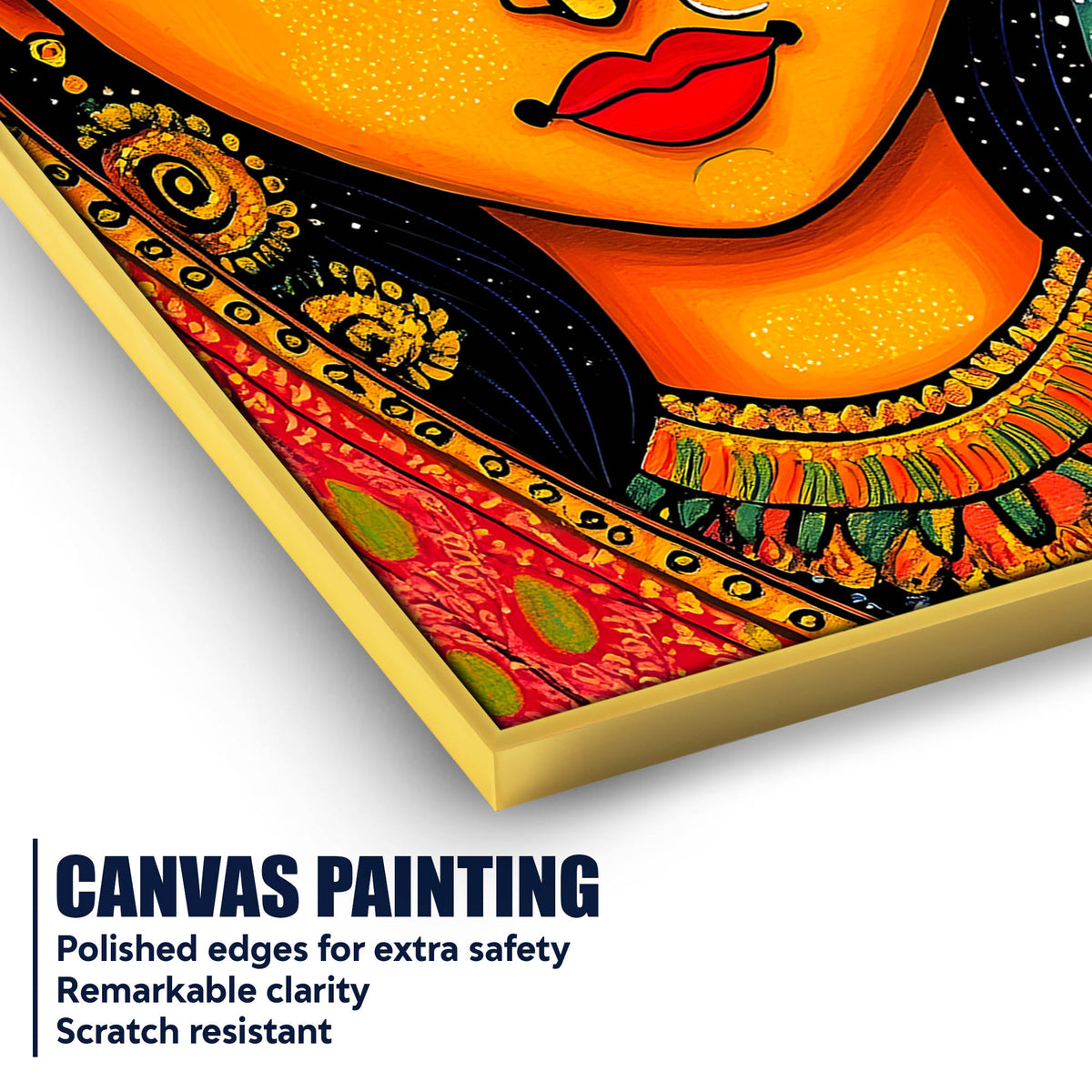 Cultural Indian Bridal Expression Woman Face Canvas Wall Painting