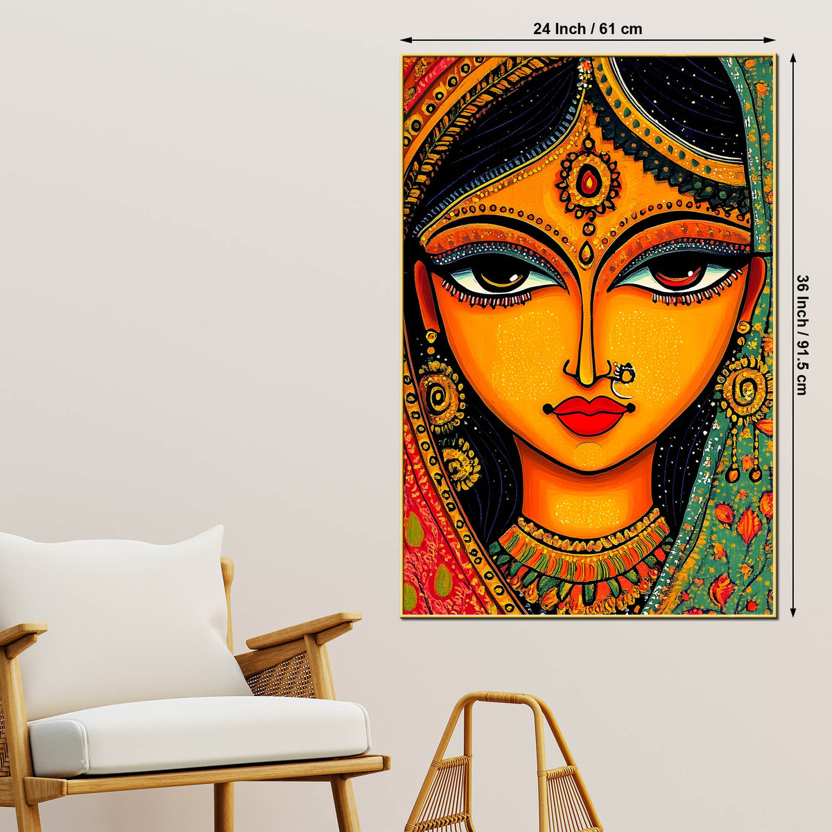 Cultural Indian Bridal Expression Woman Face Canvas Wall Painting