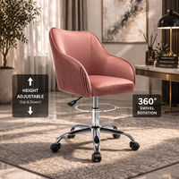 Curved Arm Pink Velvet Office Chair for Comfort and Style