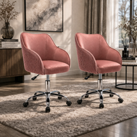 Curved Arm Pink Velvet Office Chair for Comfort and Style