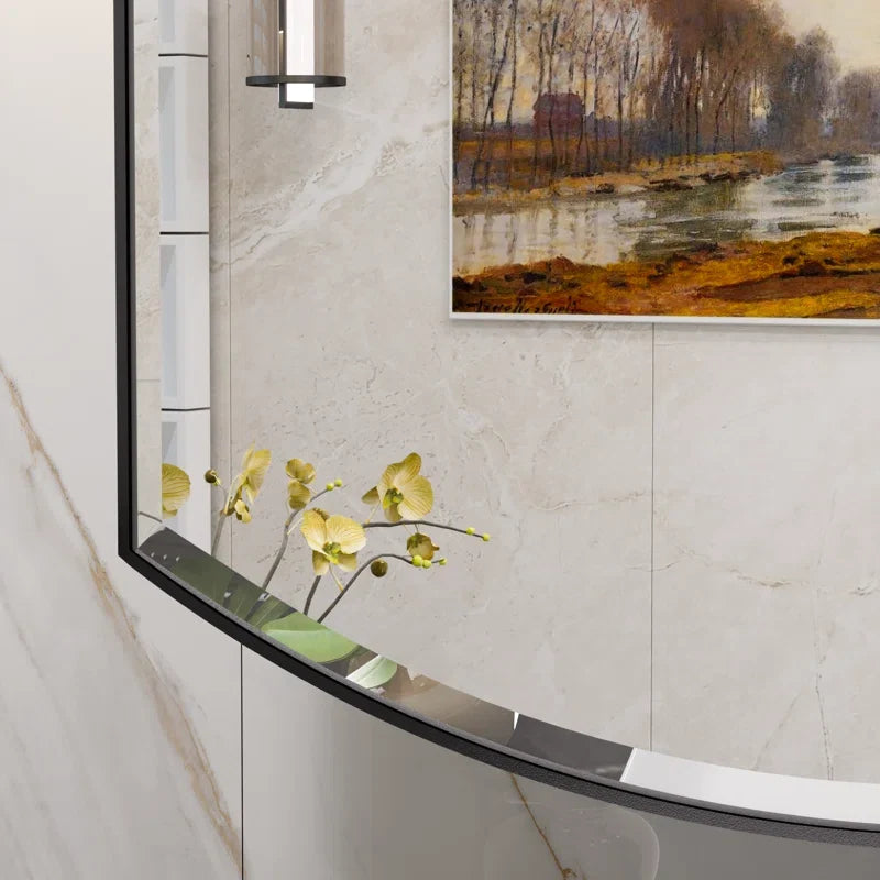 Curved Design Mirror Cabinet with Side Storage Shelves