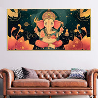 Cute Lord Ganesha modern illustration Premium caricature Canvas Wall Painting for Home & Office Decoration – Modern Spiritual Wall Art