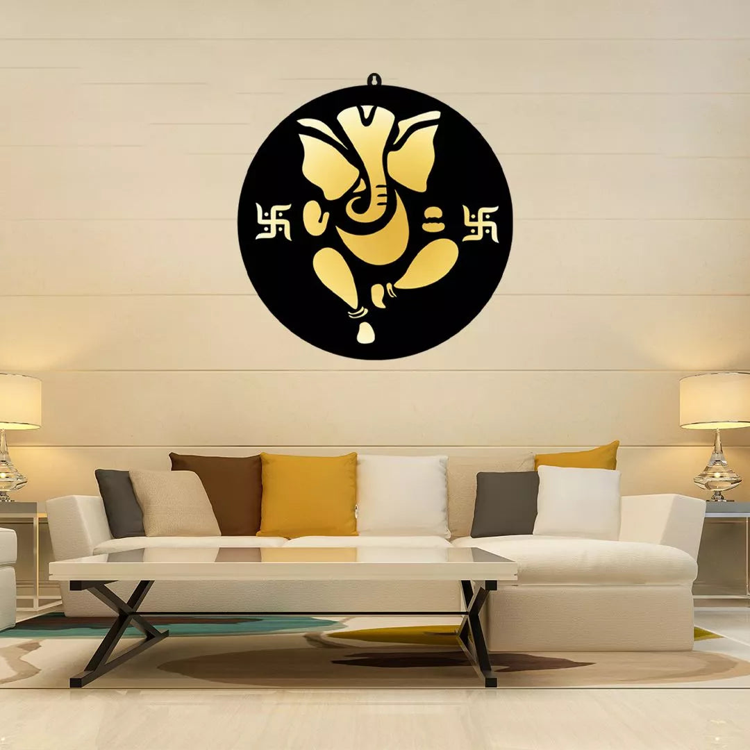 Dancing Ganesha with Swastik LED Wall Hanging for Wall Decor