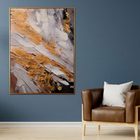 Day of Desert Abstract Hand Painted Wall Painting with Floating Frame