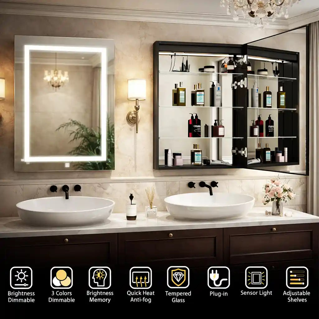 Daylight LED Mirror Cabinet with Touch Sensor and Minimalist Design