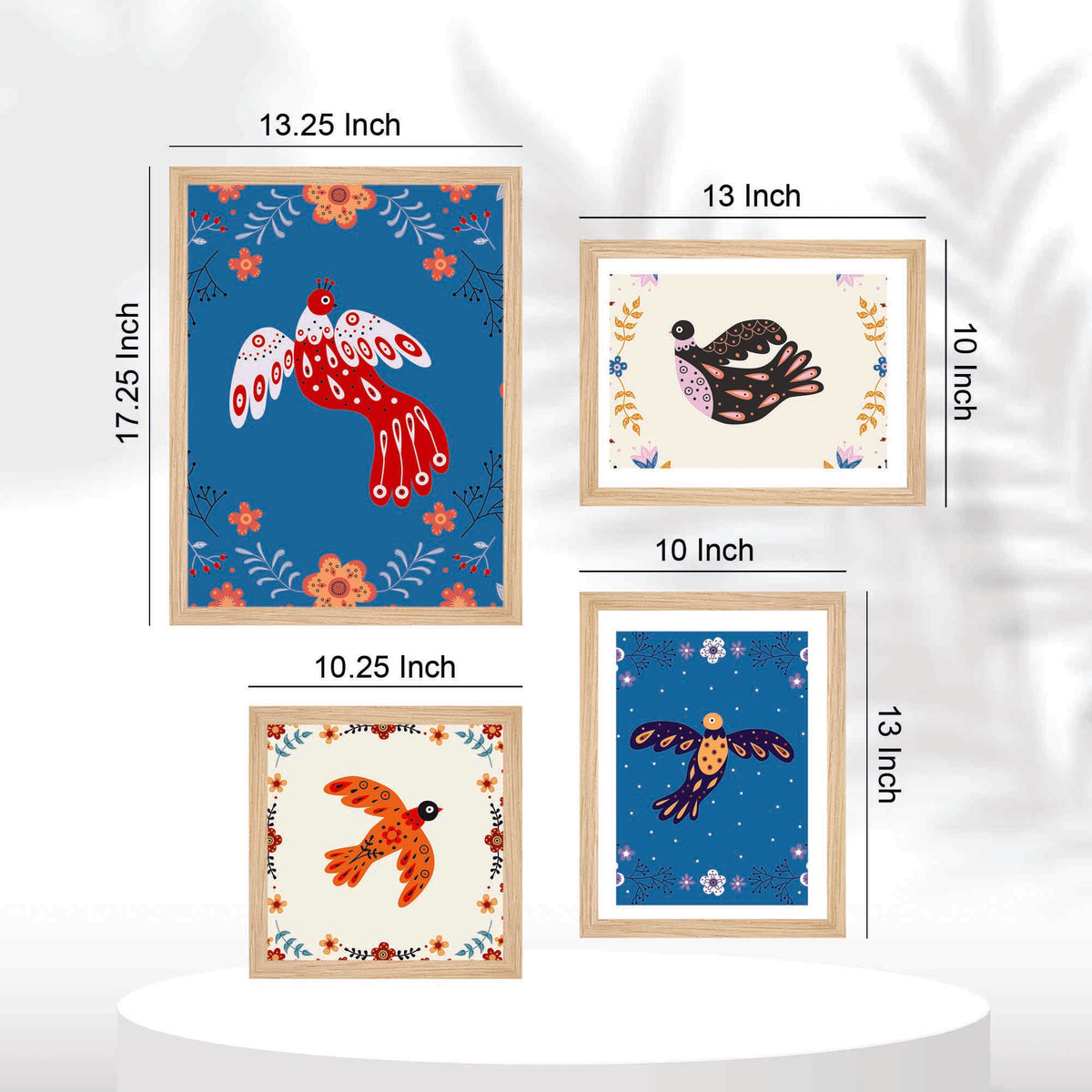 Decorative Art Bird Wall Frame Set of Four