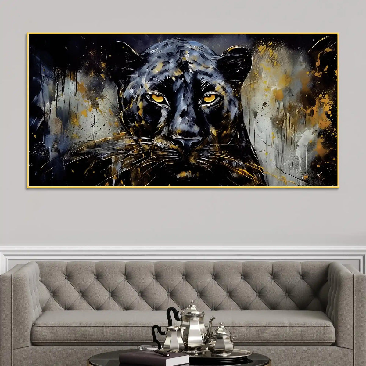 Decorative Black Panther Canvas Painting for Home Decor