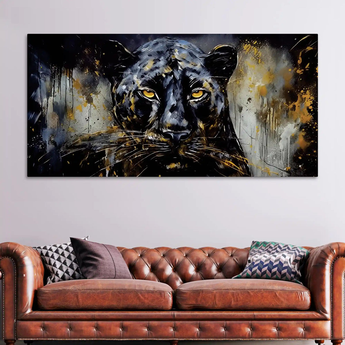 Decorative Black Panther Canvas Painting for Home Decor