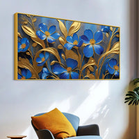 Decorative Blue Flower Canvas Wall Art Painting