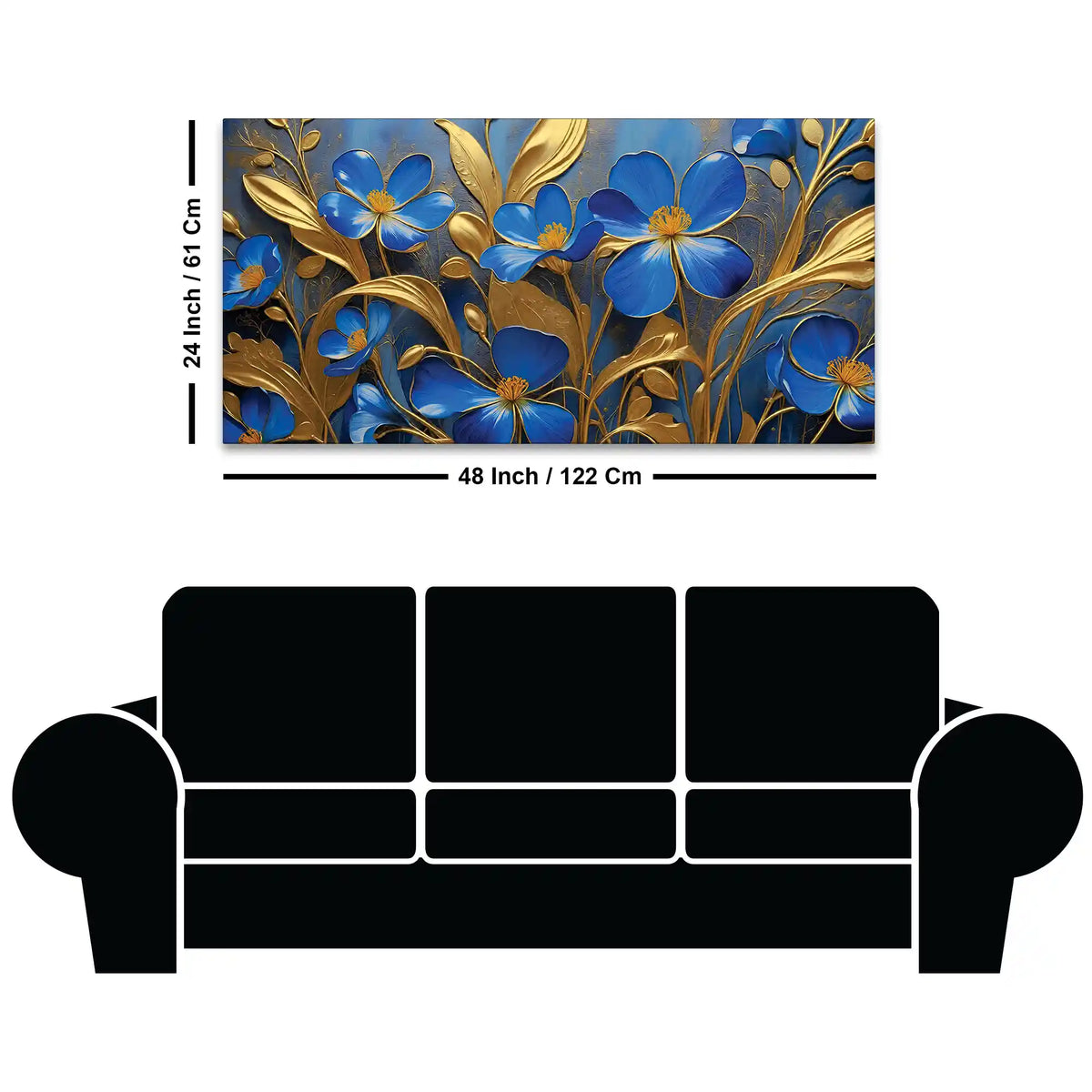 Decorative Blue Flower Canvas Wall Art Painting