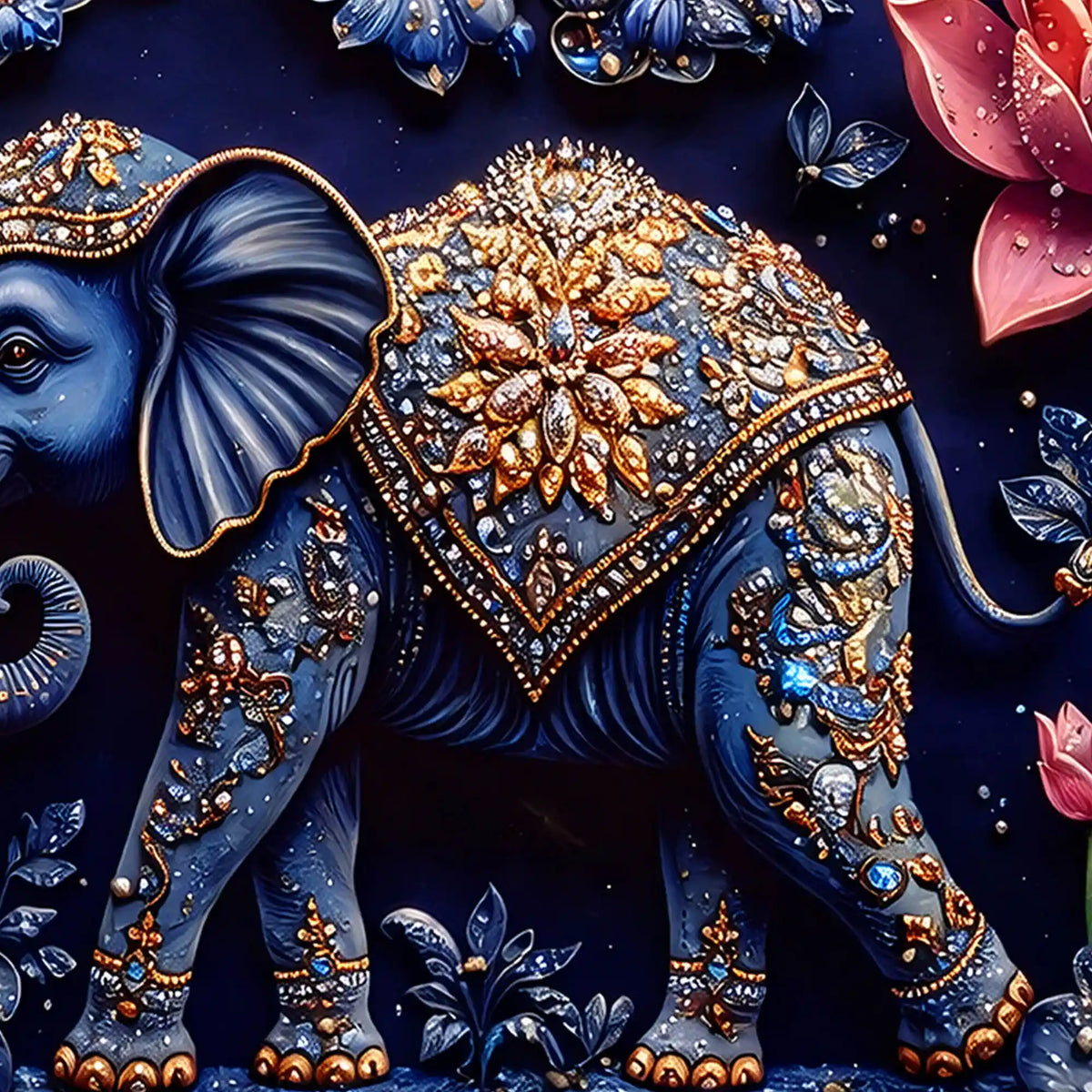 Decorative Elephant Crystal Glass Painting for Office Decor