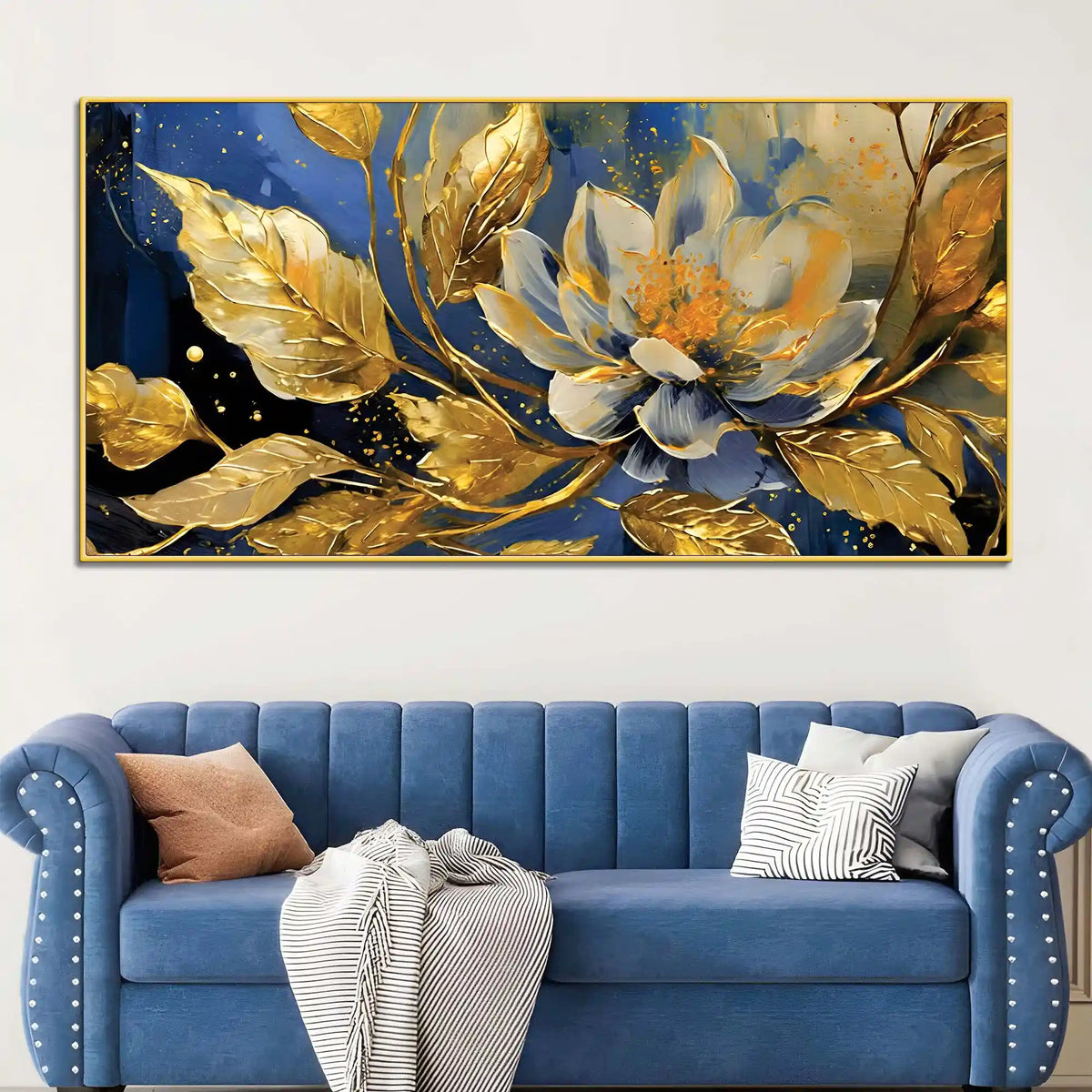 Decorative Gold Leaf Floral Canvas Painting
