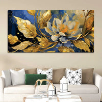 Decorative Gold Leaf Floral Canvas Painting