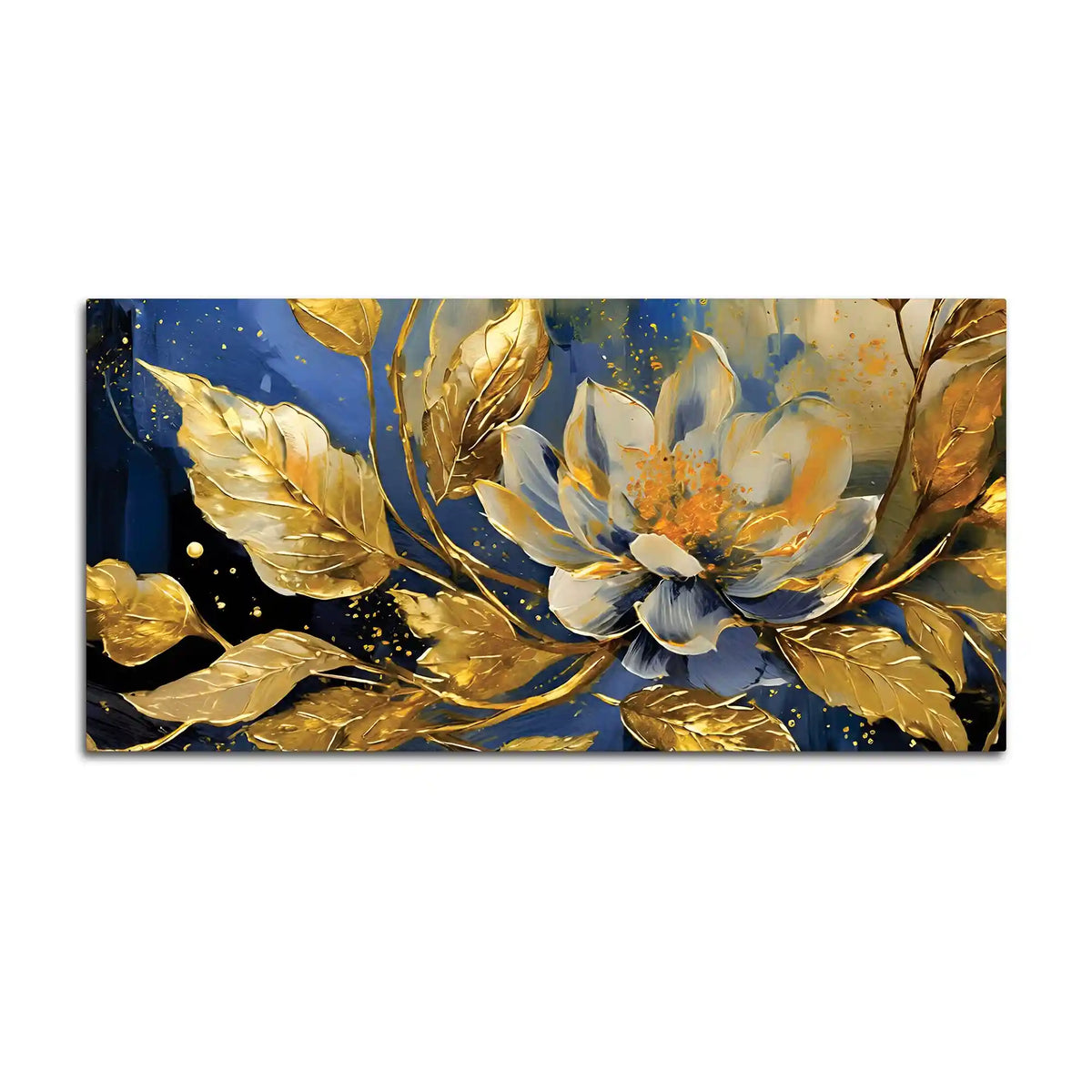 Decorative Gold Leaf Floral Canvas Painting