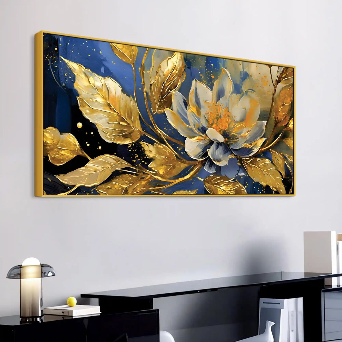 Decorative Gold Leaf Floral Canvas Painting
