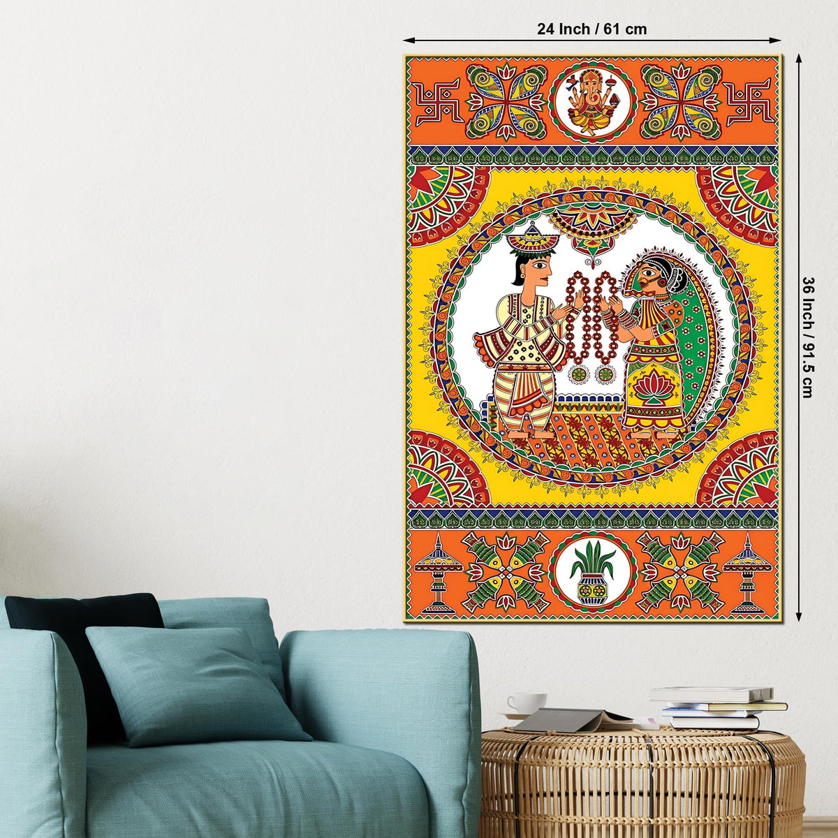 Decorative Indian Marriage Canvas Painting | Ethnic Home Wall Art