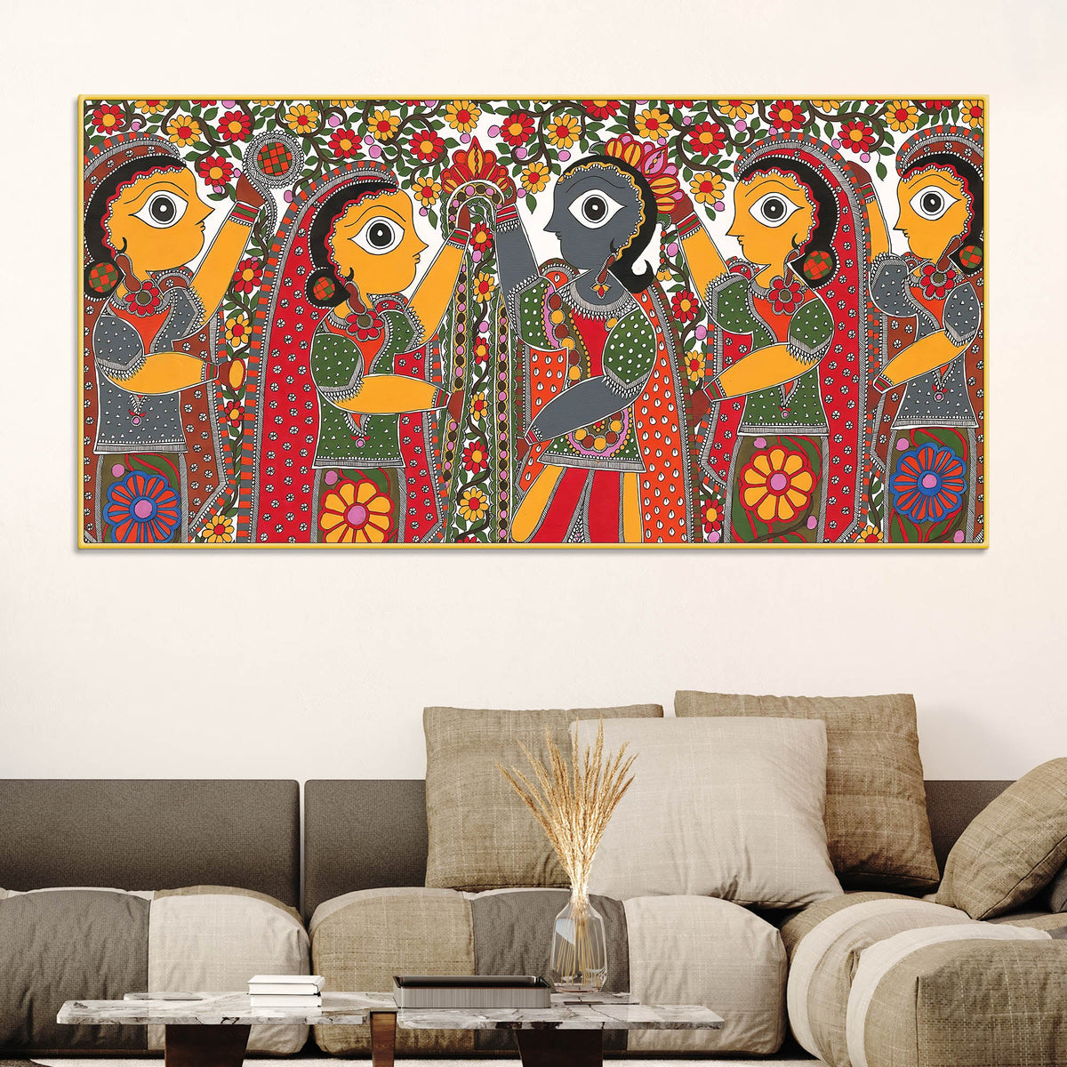 Decorative Indian Village Marriage Canvas Wall Painting
