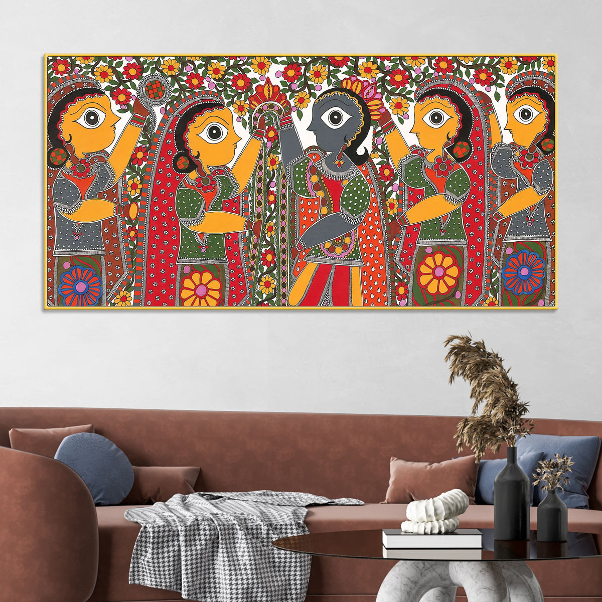 Decorative Indian Village Marriage Canvas Wall Painting