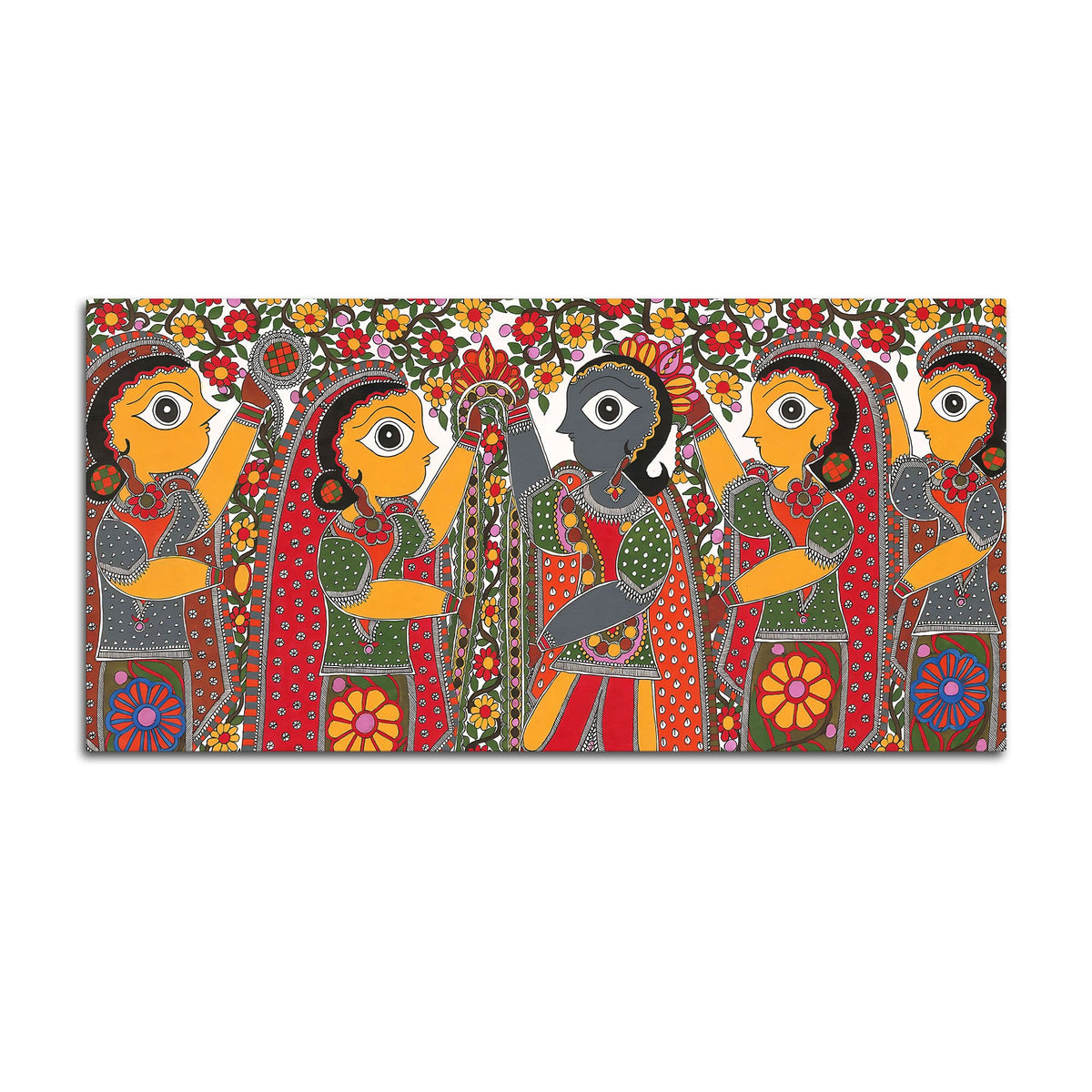 Decorative Indian Village Marriage Canvas Wall Painting