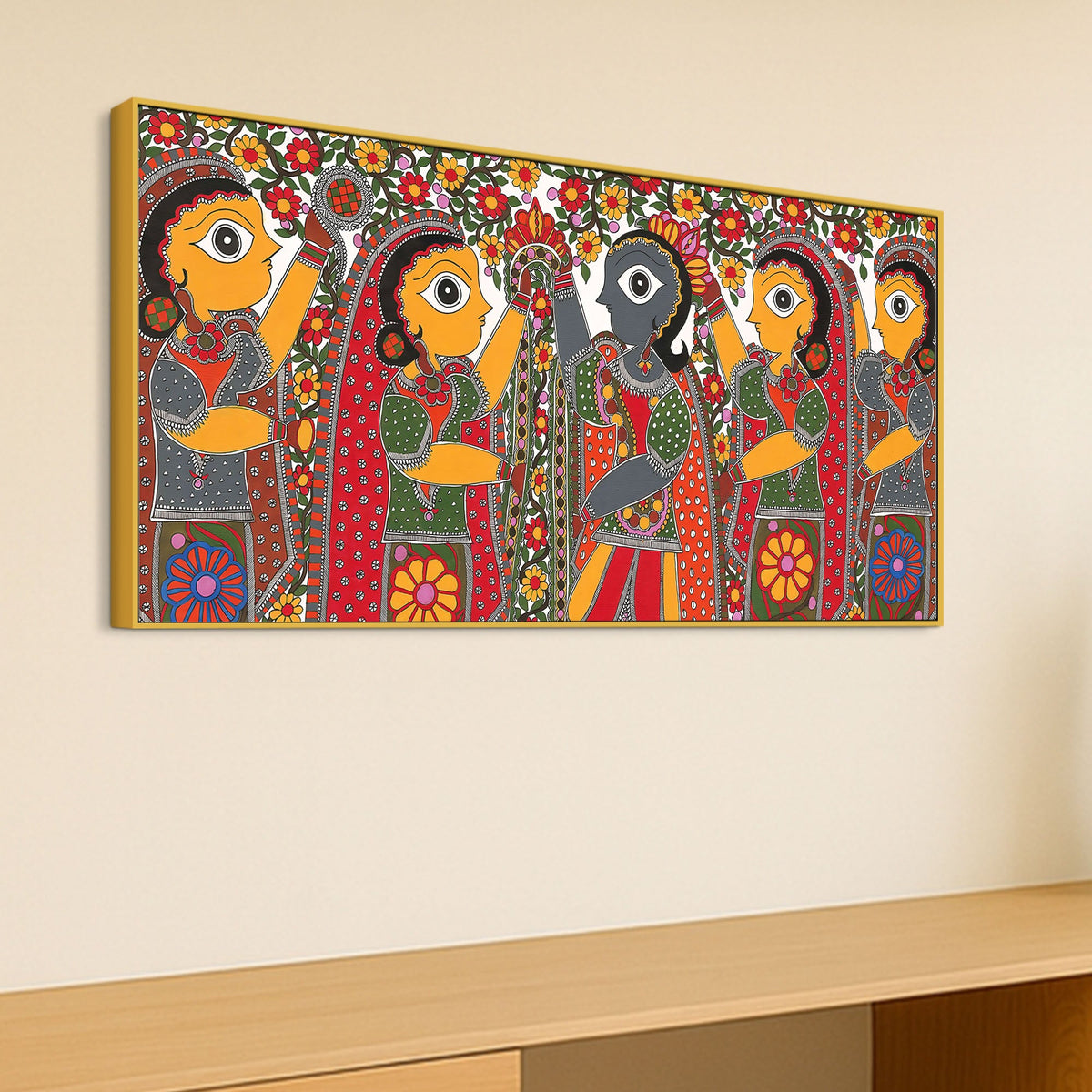 Decorative Indian Village Marriage Canvas Wall Painting