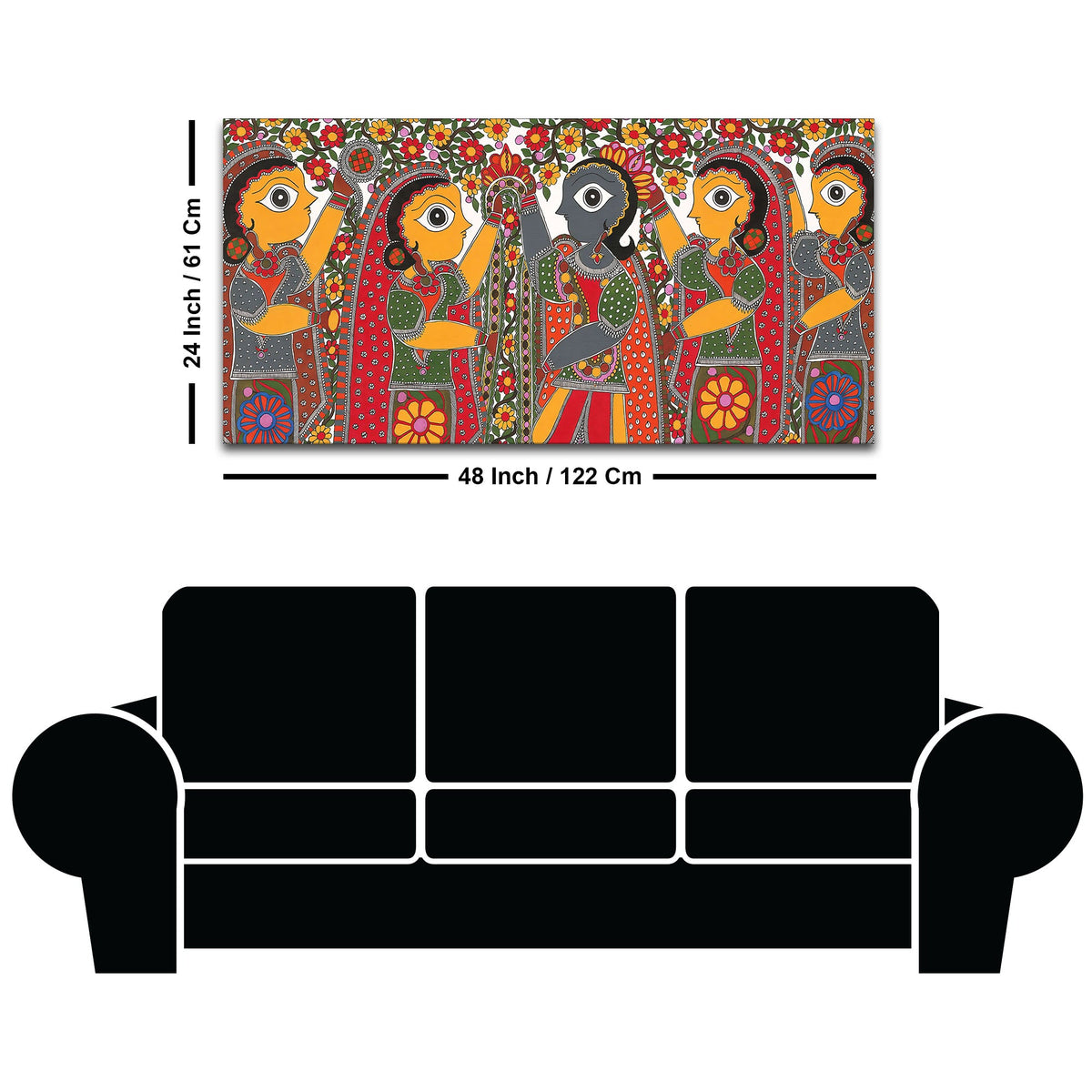 Decorative Indian Village Marriage Canvas Wall Painting