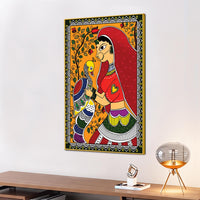 Decorative Indian Woman Canvas Painting | Traditional Wall Art