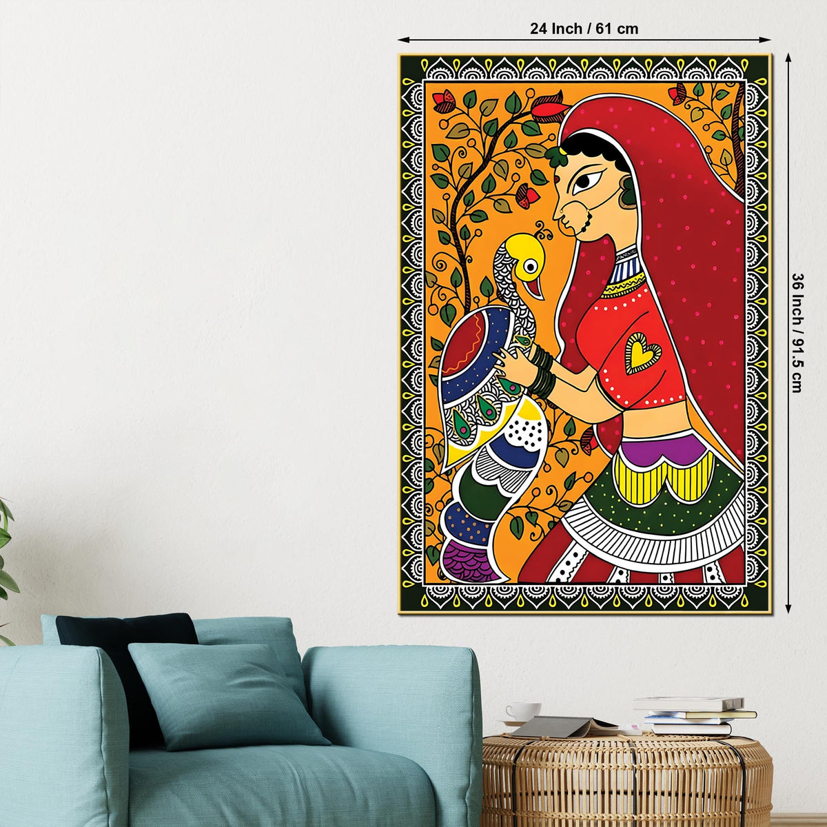Decorative Indian Woman Canvas Painting | Traditional Wall Art
