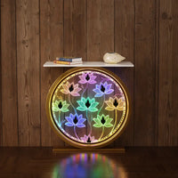 Decorative LED Console Table with Lotus Design for Home (SS 302)