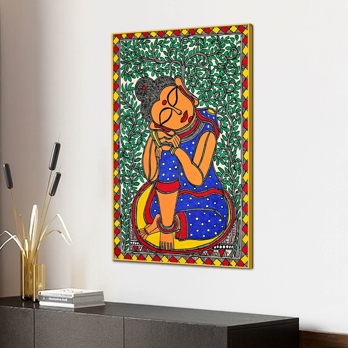 Decorative Madhubani Buddha Peace Canvas Painting