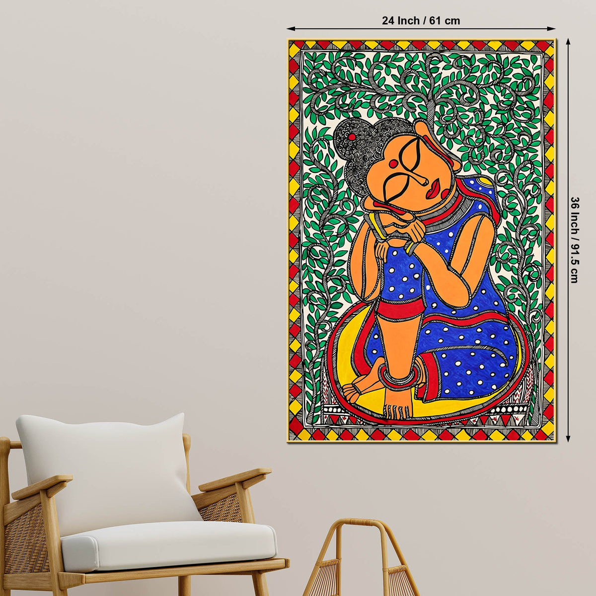 Decorative Madhubani Buddha Peace Canvas Painting
