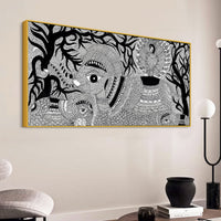 Decorative Madhubani Elephant Canvas Wall Painting