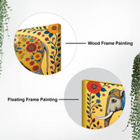 Decorative Madhubani Elephant Floral Canvas Wall Painting