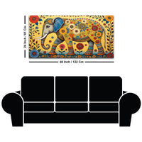 Decorative Madhubani Elephant Floral Canvas Wall Painting