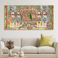 Decorative Madhubani Wedding Scene Canvas Wall Painting
