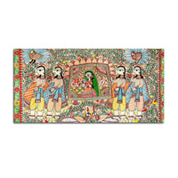 Decorative Madhubani Wedding Scene Canvas Wall Painting