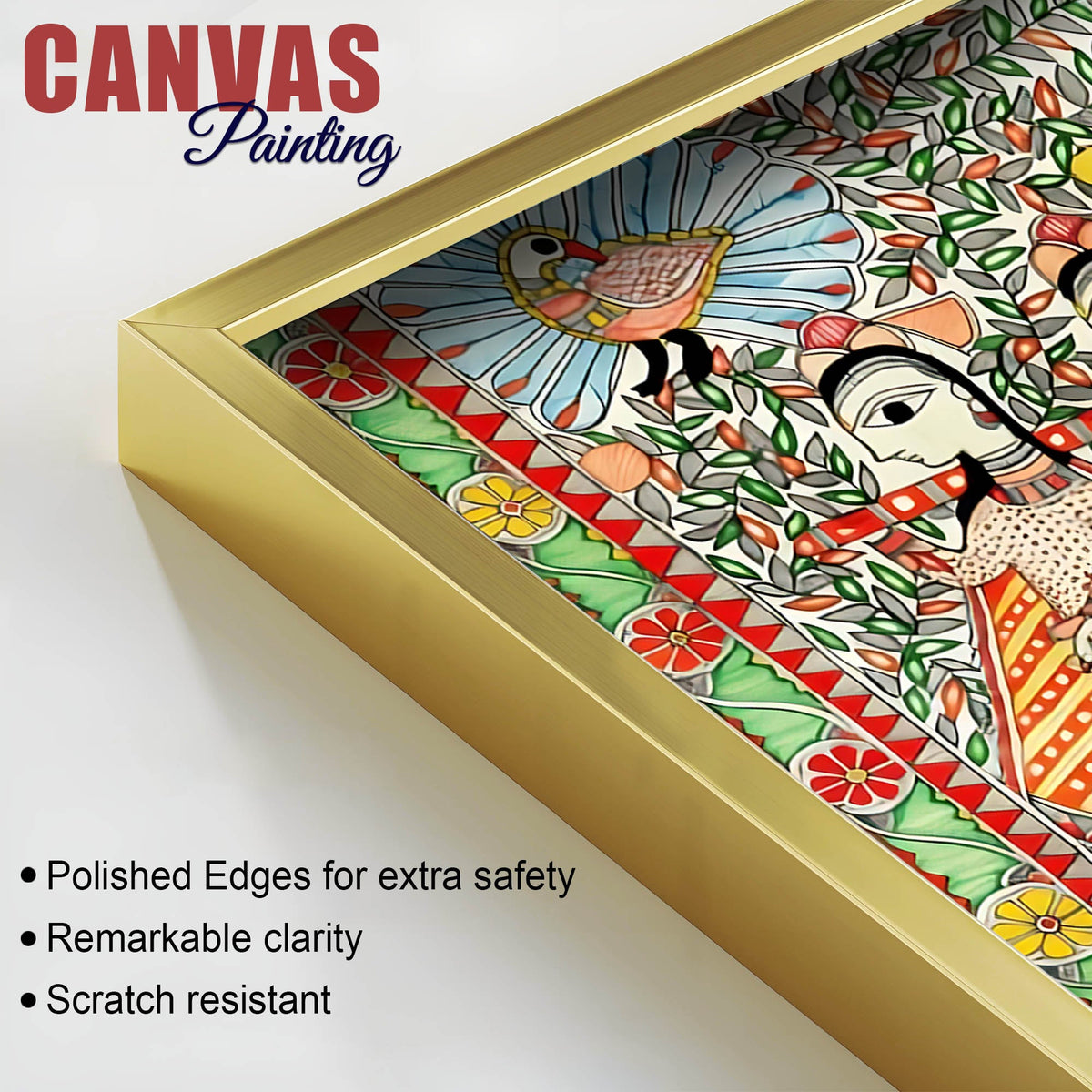Decorative Madhubani Wedding Scene Canvas Wall Painting