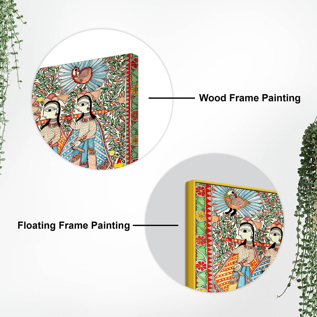 Decorative Madhubani Wedding Scene Canvas Wall Painting