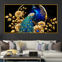 Decorative Peacock Crystal Floating Frame Wall Decor Painting
