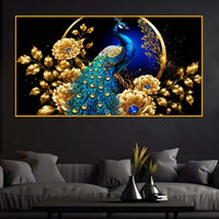 Decorative Peacock Crystal Floating Frame Wall Decor Painting