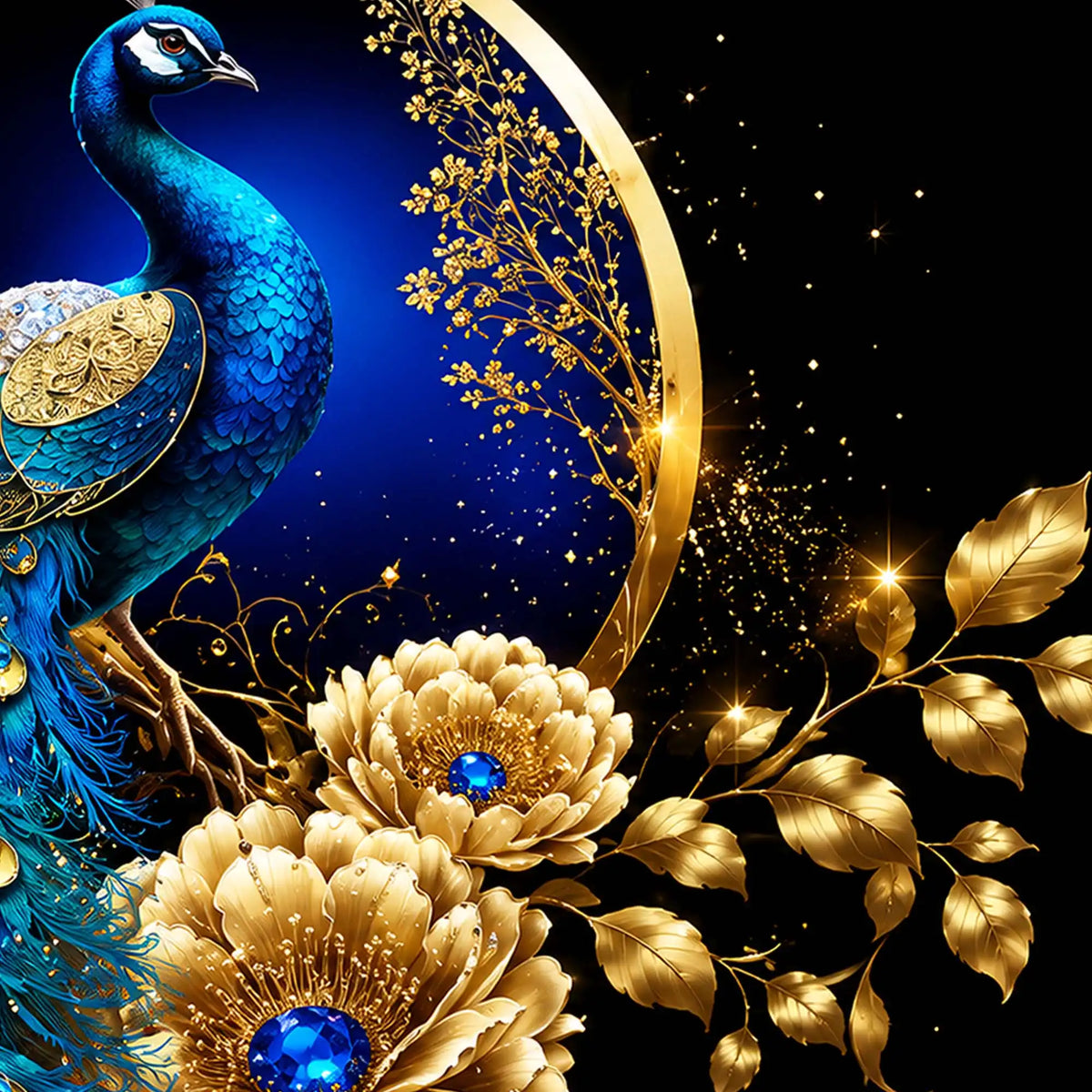 Decorative Peacock Crystal Floating Frame Wall Decor Painting