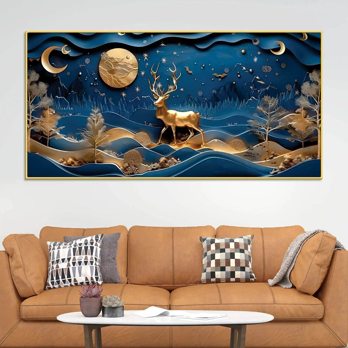 Deer & Night Sky Canvas Painting for Home Decor