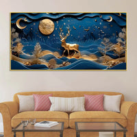 Deer & Night Sky Canvas Painting for Home Decor
