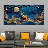 Deer & Night Sky Canvas Painting for Home Decor