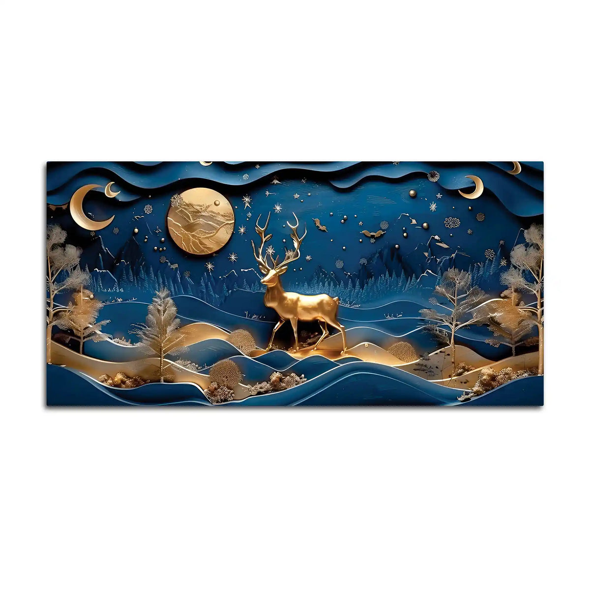 Deer & Night Sky Canvas Painting for Home Decor