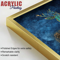 Deer Tiger Crane Gold Wildlife Acrylic Floating Frame Wall Painting Set of 3