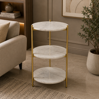 Designer 3 Tier Table with White Marble Finish