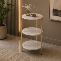 Designer 3 Tier Table with White Marble Finish