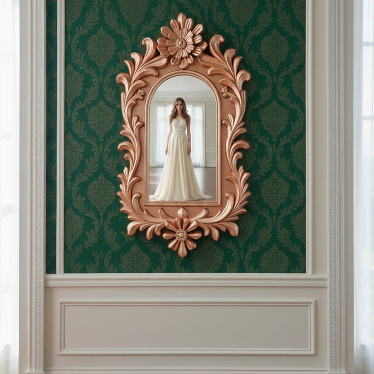 Designer 3D Wall Mirror | Classic Floral Frame Mirror