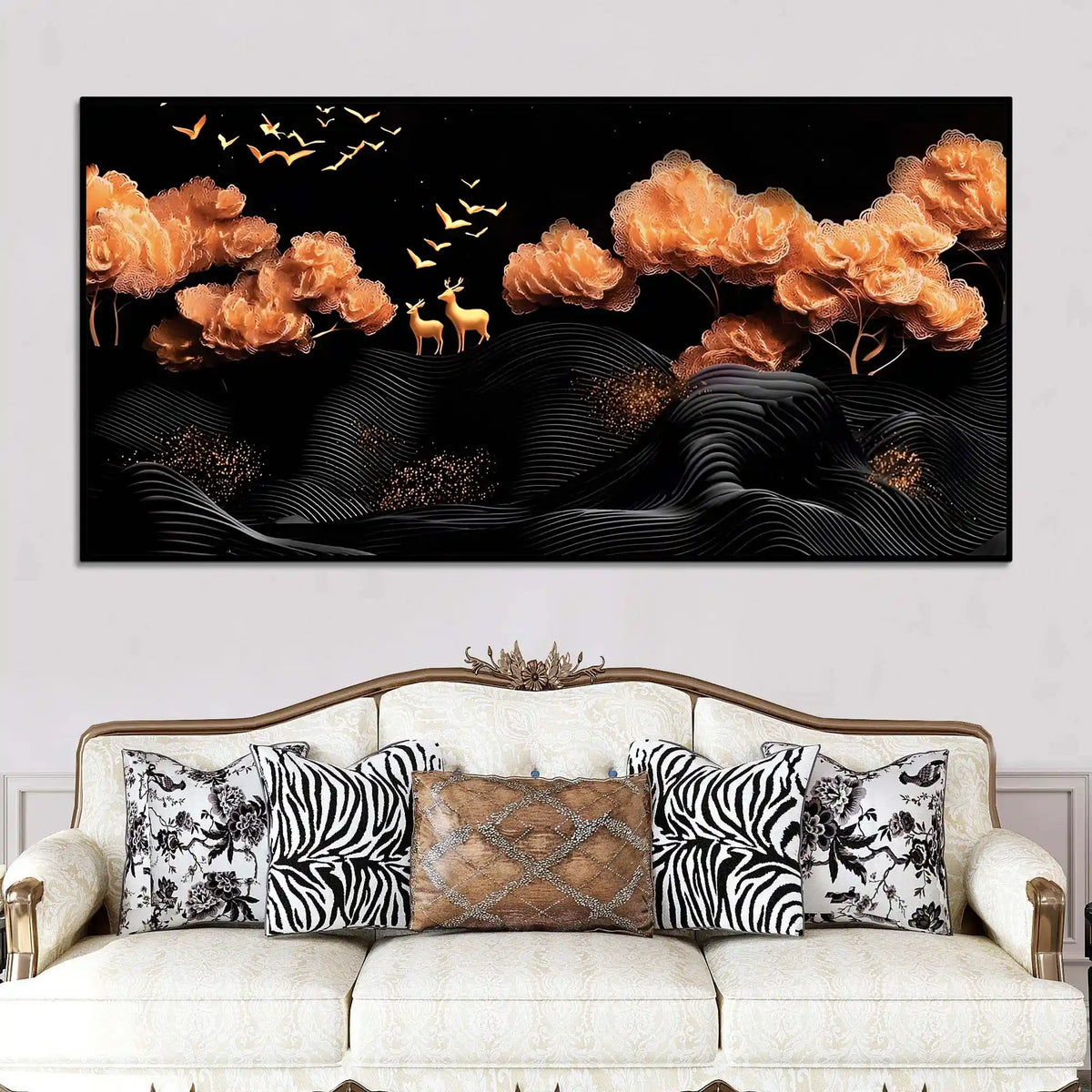 Designer Abstract Deer Canvas Wall Painting for Home Decor